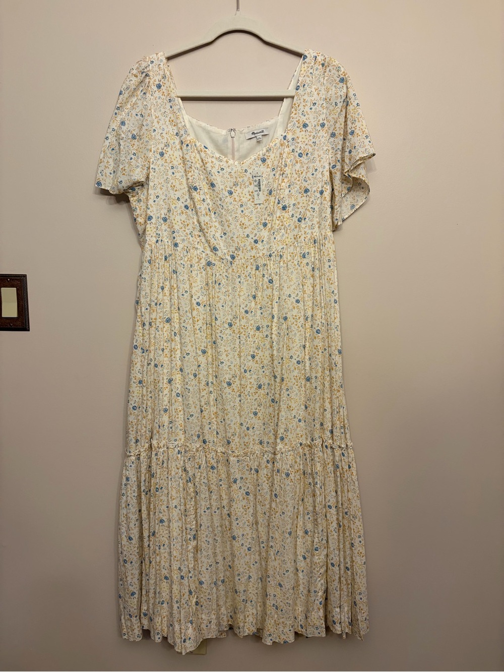 Madewell Cream Maxi Dress with Blue Floral Print